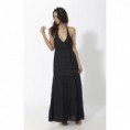 Vestido largo ibicenco con puntillas Negro
