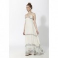 Vestido largo de georgette con escote y espalda abierta Blanco