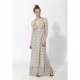Vestido largo de georgette con escote y espalda abierta Rosado
