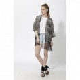 Shal de georgette con flecos Negro